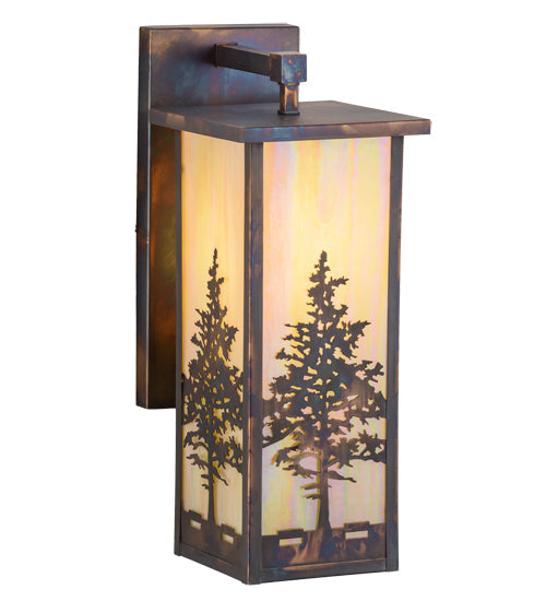 Meyda Lighting Tamarack 8" Dark Burnished Antique Copper Wall Sconce With Beige Iridescent Shade Glass