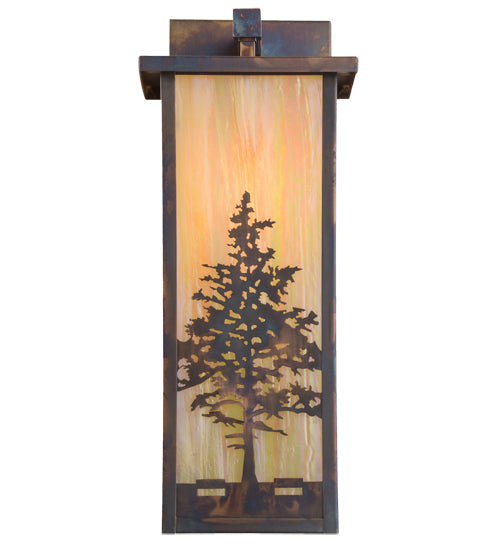 Meyda Lighting Tamarack 8" Dark Burnished Antique Copper Wall Sconce With Beige Iridescent Shade Glass