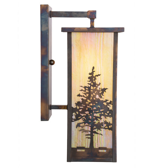 Meyda Lighting Tamarack 8" Dark Burnished Antique Copper Wall Sconce With Beige Iridescent Shade Glass