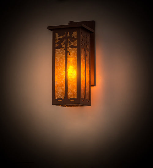 Meyda Lighting Tamarack 8" Rust Wall Sconce With Amber Mica Shade Glass