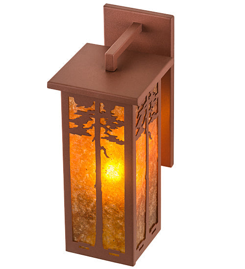 Meyda Lighting Tamarack 8" Rust Wall Sconce With Amber Mica Shade Glass