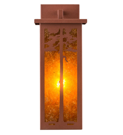 Meyda Lighting Tamarack 8" Rust Wall Sconce With Amber Mica Shade Glass