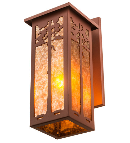 Meyda Lighting Tamarack 8" Rust Wall Sconce With Amber Mica Shade Glass