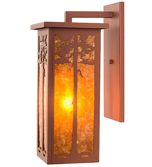 Meyda Lighting Tamarack 8" Rust Wall Sconce With Amber Mica Shade Glass