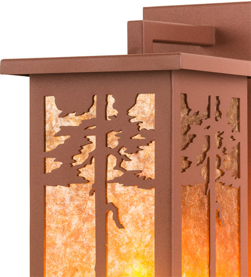 Meyda Lighting Tamarack 8" Rust Wall Sconce With Amber Mica Shade Glass