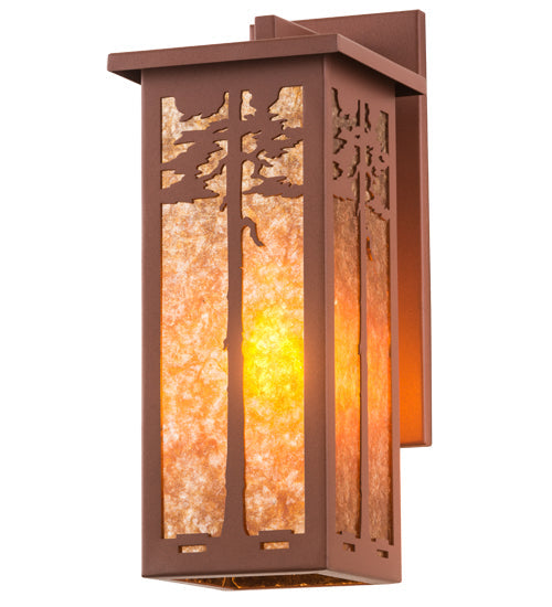 Meyda Lighting Tamarack 8" Rust Wall Sconce With Amber Mica Shade Glass