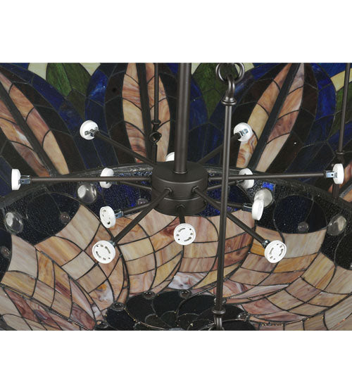 Meyda Lighting Tampa Bay 60" 12-Light Oil Rubbed Bronze Semi-flush Mount Light With Multi-Colored Shade Glass