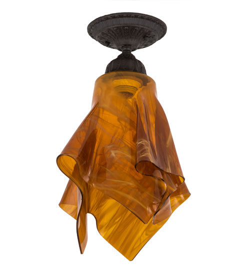 Meyda Lighting Taste of Honey 12" Oil Rubbed Bronze Flush Mount Light With Honey Art Shade Glass