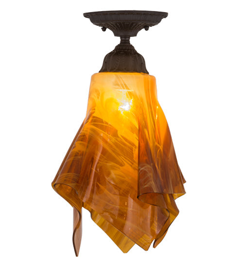 Meyda Lighting Taste of Honey 12" Oil Rubbed Bronze Flush Mount Light With Honey Art Shade Glass