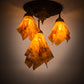 Meyda Lighting Taste of Honey 21" 3-Light Oil Rubbed Bronze Pendant Light With Orange Coral Shade Glass