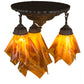 Meyda Lighting Taste of Honey 21" 3-Light Oil Rubbed Bronze Pendant Light With Orange Coral Shade Glass