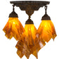 Meyda Lighting Taste of Honey 21" 3-Light Oil Rubbed Bronze Pendant Light With Orange Coral Shade Glass