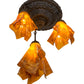 Meyda Lighting Taste of Honey 21" 3-Light Oil Rubbed Bronze Pendant Light With Orange Coral Shade Glass