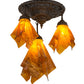 Meyda Lighting Taste of Honey 21" 3-Light Oil Rubbed Bronze Pendant Light With Orange Coral Shade Glass