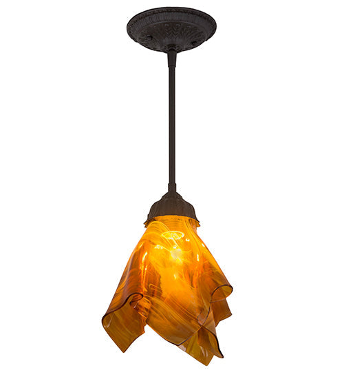 Meyda Lighting Taste of Honey 9" Oil Rubbed Bronze Pendant Light With Honey Art Shade Glass