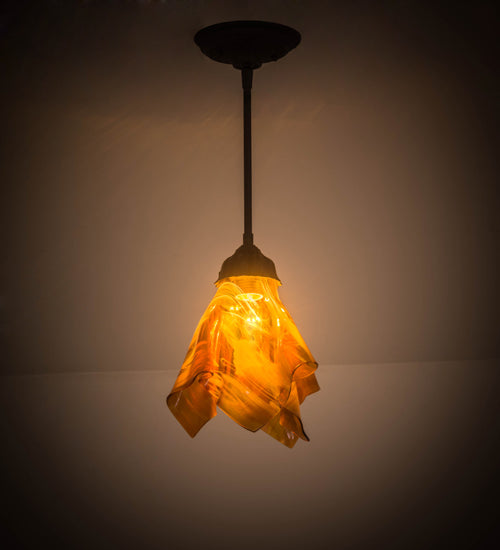 Meyda Lighting Taste of Honey 9" Oil Rubbed Bronze Pendant Light With Honey Art Shade Glass