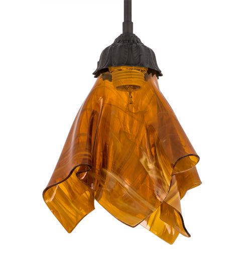 Meyda Lighting Taste of Honey 9" Oil Rubbed Bronze Pendant Light With Honey Art Shade Glass
