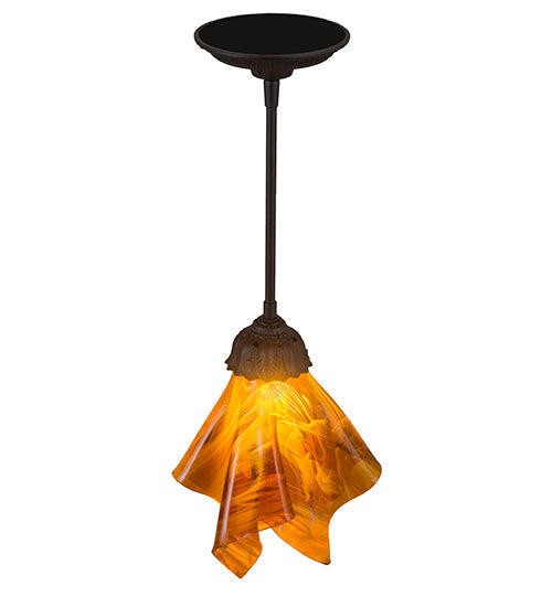 Meyda Lighting Taste of Honey 9" Oil Rubbed Bronze Pendant Light With Honey Art Shade Glass