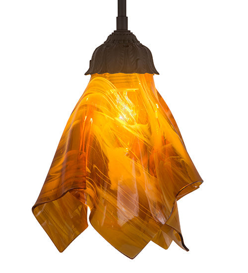 Meyda Lighting Taste of Honey 9" Oil Rubbed Bronze Pendant Light With Honey Art Shade Glass