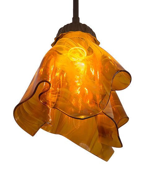 Meyda Lighting Taste of Honey 9" Oil Rubbed Bronze Pendant Light With Honey Art Shade Glass