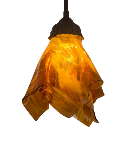 Meyda Lighting Taste of Honey 9" Oil Rubbed Bronze Pendant Light With Honey Art Shade Glass