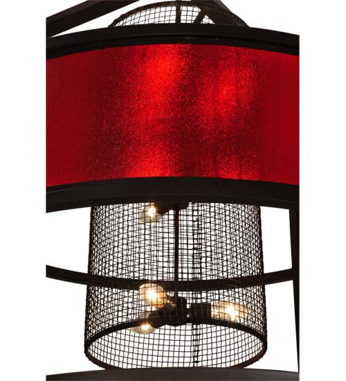 Meyda Lighting Tavern 48" 9-Light Cafe Noir Pendant Light With Cherry Rainfall Idalight Shade Glass