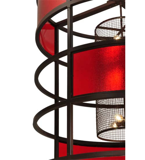 Meyda Lighting Tavern 48" 9-Light Cafe Noir Pendant Light With Cherry Rainfall Idalight Shade Glass
