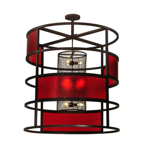 Meyda Lighting Tavern 48" 9-Light Cafe Noir Pendant Light With Cherry Rainfall Idalight Shade Glass