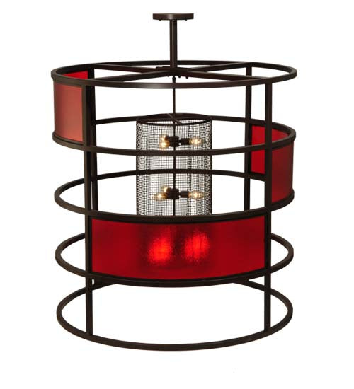 Meyda Lighting Tavern 48" 9-Light Cafe Noir Pendant Light With Cherry Rainfall Idalight Shade Glass