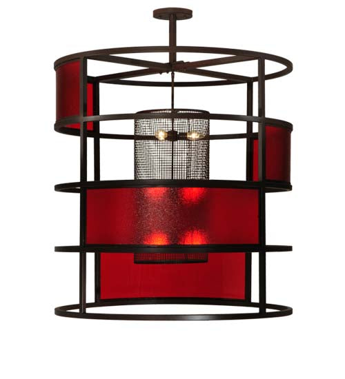 Meyda Lighting Tavern 48" 9-Light Cafe Noir Pendant Light With Cherry Rainfall Idalight Shade Glass