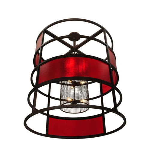 Meyda Lighting Tavern 48" 9-Light Cafe Noir Pendant Light With Cherry Rainfall Idalight Shade Glass