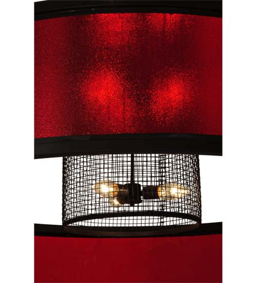 Meyda Lighting Tavern 48" 9-Light Cafe Noir Pendant Light With Cherry Rainfall Idalight Shade Glass