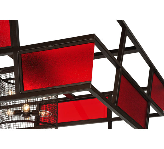 Meyda Lighting Tavern 85" 8-Light Cafe Noir Flush Mount Light With Cerise Idalight Shade Glass