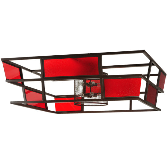 Meyda Lighting Tavern 85" 8-Light Cafe Noir Flush Mount Light With Cerise Idalight Shade Glass