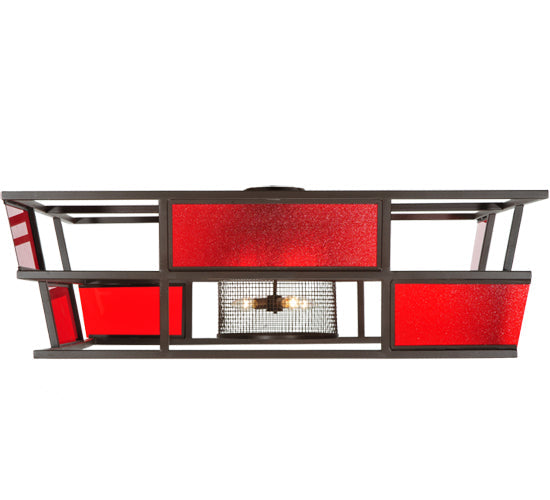 Meyda Lighting Tavern 85" 8-Light Cafe Noir Flush Mount Light With Cerise Idalight Shade Glass