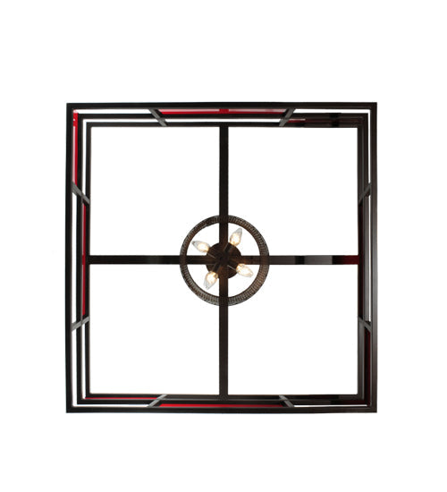 Meyda Lighting Tavern 85" 8-Light Cafe Noir Flush Mount Light With Cerise Idalight Shade Glass