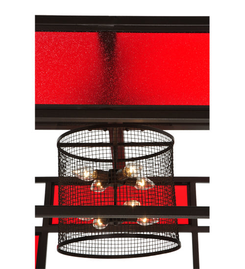 Meyda Lighting Tavern 85" 8-Light Cafe Noir Flush Mount Light With Cerise Idalight Shade Glass