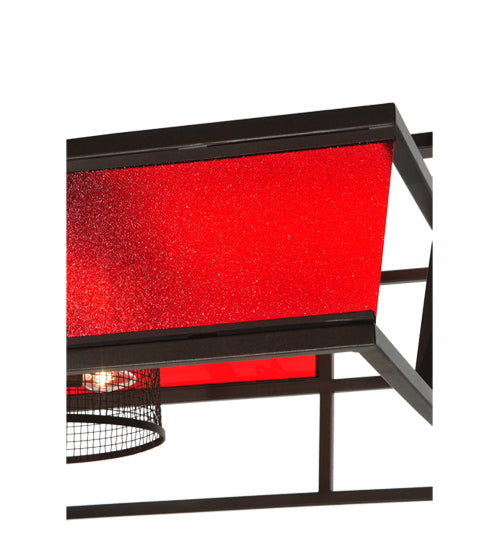 Meyda Lighting Tavern 85" 8-Light Cafe Noir Flush Mount Light With Cerise Idalight Shade Glass
