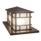 Meyda Lighting Tea House 33" 4-Light Highlighted Craftsman Brown Island Outdoor Pier Mount Light With Frosted Seeded Shade Glass