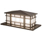 Meyda Lighting Tea House 33" 4-Light Highlighted Craftsman Brown Island Outdoor Pier Mount Light With Frosted Seeded Shade Glass