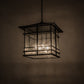 Meyda Lighting Tea House 43" 4-Light Black Textured Lantern Pendant Light With Clear Seeded Shade Glass