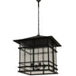 Meyda Lighting Tea House 43" 4-Light Black Textured Lantern Pendant Light With Clear Seeded Shade Glass