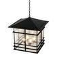 Meyda Lighting Tea House 43" 4-Light Black Textured Lantern Pendant Light With Clear Seeded Shade Glass