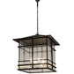 Meyda Lighting Tea House 43" 4-Light Black Textured Lantern Pendant Light With Clear Seeded Shade Glass