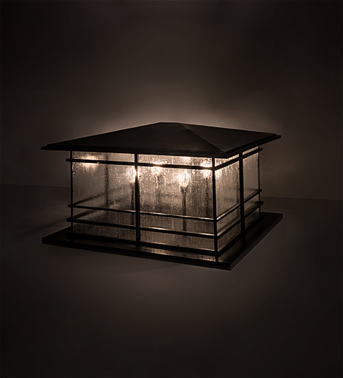 Meyda Lighting Tea House 47" 4-Light Craftsman Brown Outdoor Pier Mount Light With Clear Seeded Shade Glass