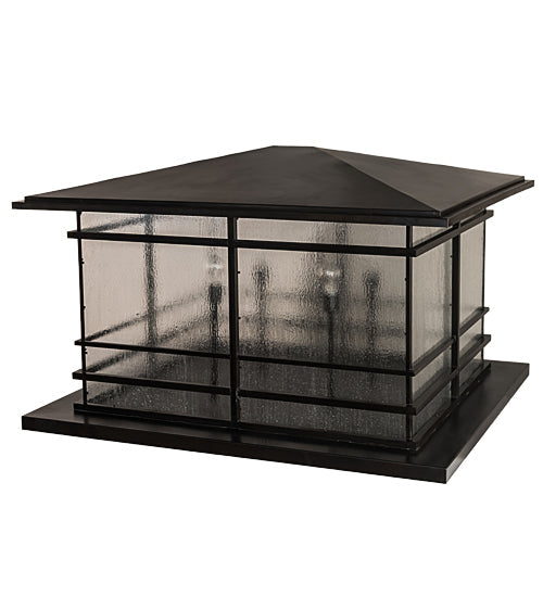Meyda Lighting Tea House 47" 4-Light Craftsman Brown Outdoor Pier Mount Light With Clear Seeded Shade Glass
