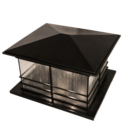 Meyda Lighting Tea House 47" 4-Light Craftsman Brown Outdoor Pier Mount Light With Clear Seeded Shade Glass