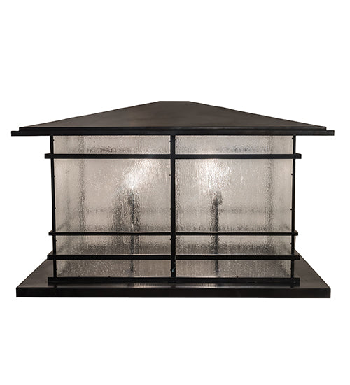 Meyda Lighting Tea House 47" 4-Light Craftsman Brown Outdoor Pier Mount Light With Clear Seeded Shade Glass