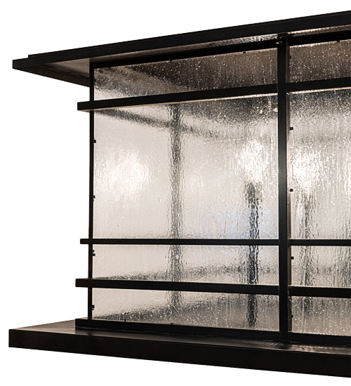 Meyda Lighting Tea House 47" 4-Light Craftsman Brown Outdoor Pier Mount Light With Clear Seeded Shade Glass