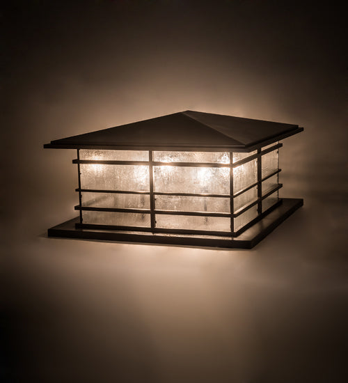 Meyda Lighting Tea House 48" 4-Light Craftsman Brown Outdoor Pier Mount Light With Clear Seeded Shade Glass